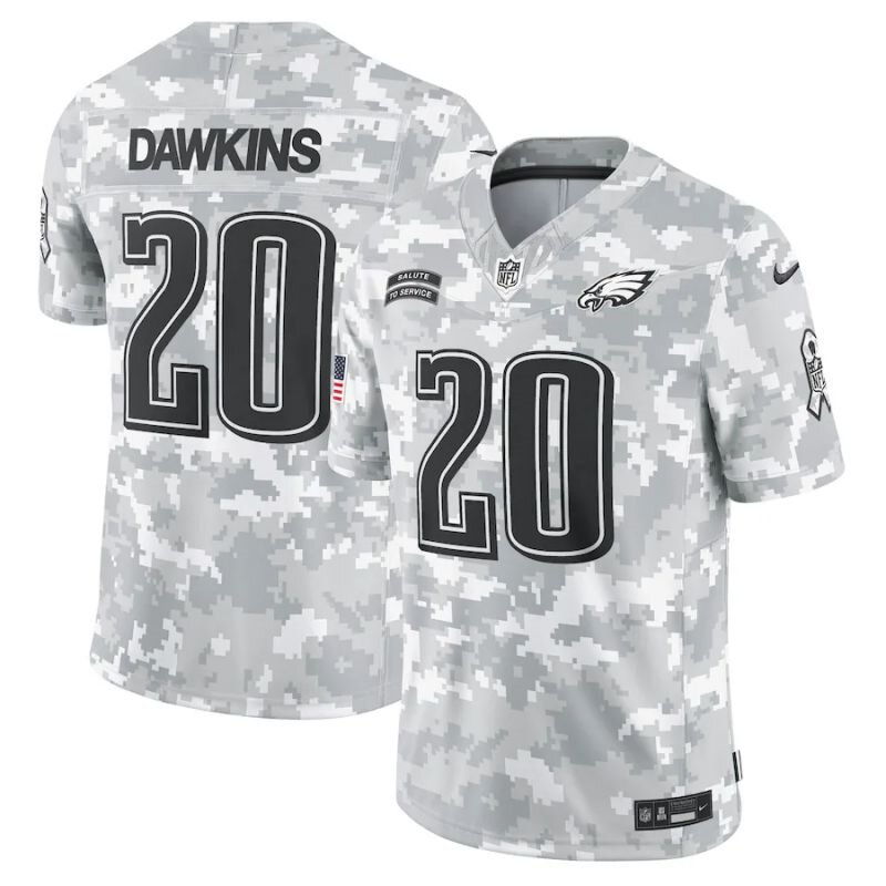  Men Philadelphia Eagles #20 Dawkins Nike Arctic Camo 2024 Salute to Service Limited NFL Jersey  